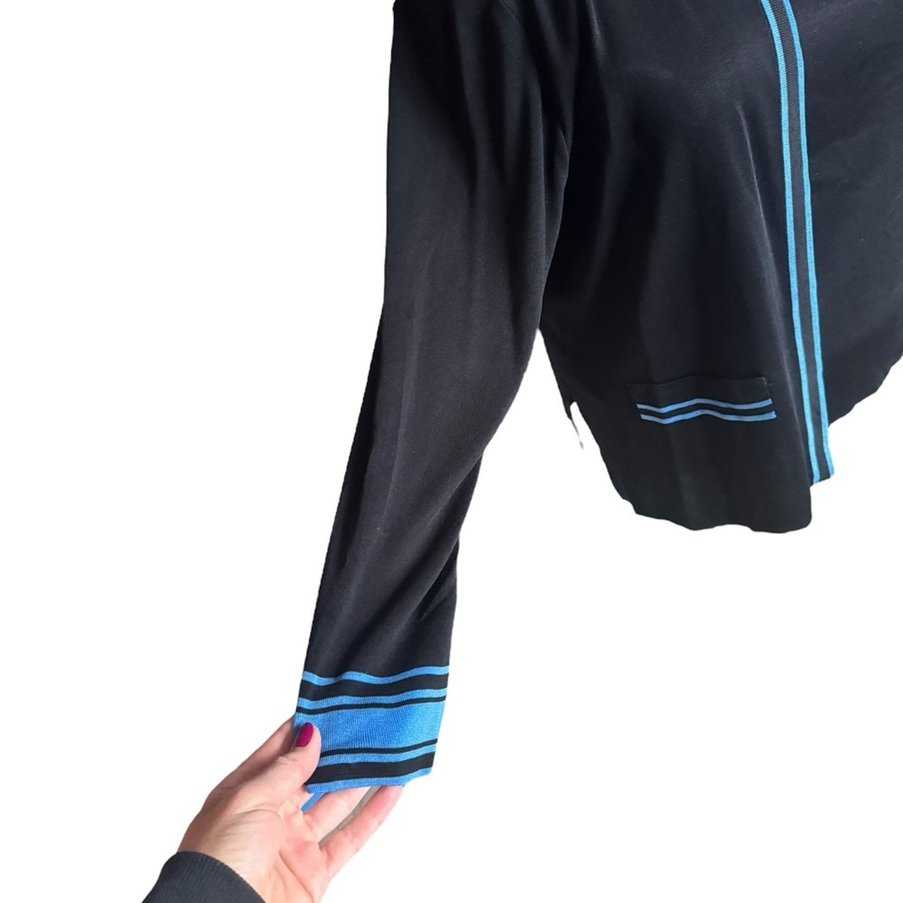 Misook Exclusively 2-Piece Knit Set Black Blue Trim Cardigan & Tank Top XL B459 - Picture 10 of 12